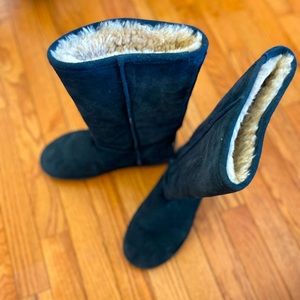 Dark Blue Fur Boots